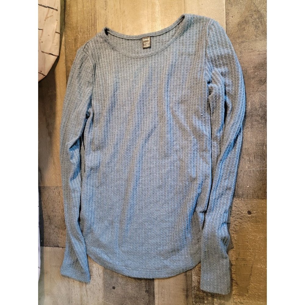 Shein‎ Teal Blue long sleeve tee women's top New